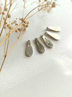 Brass Flat Drop Silver Filled Charms