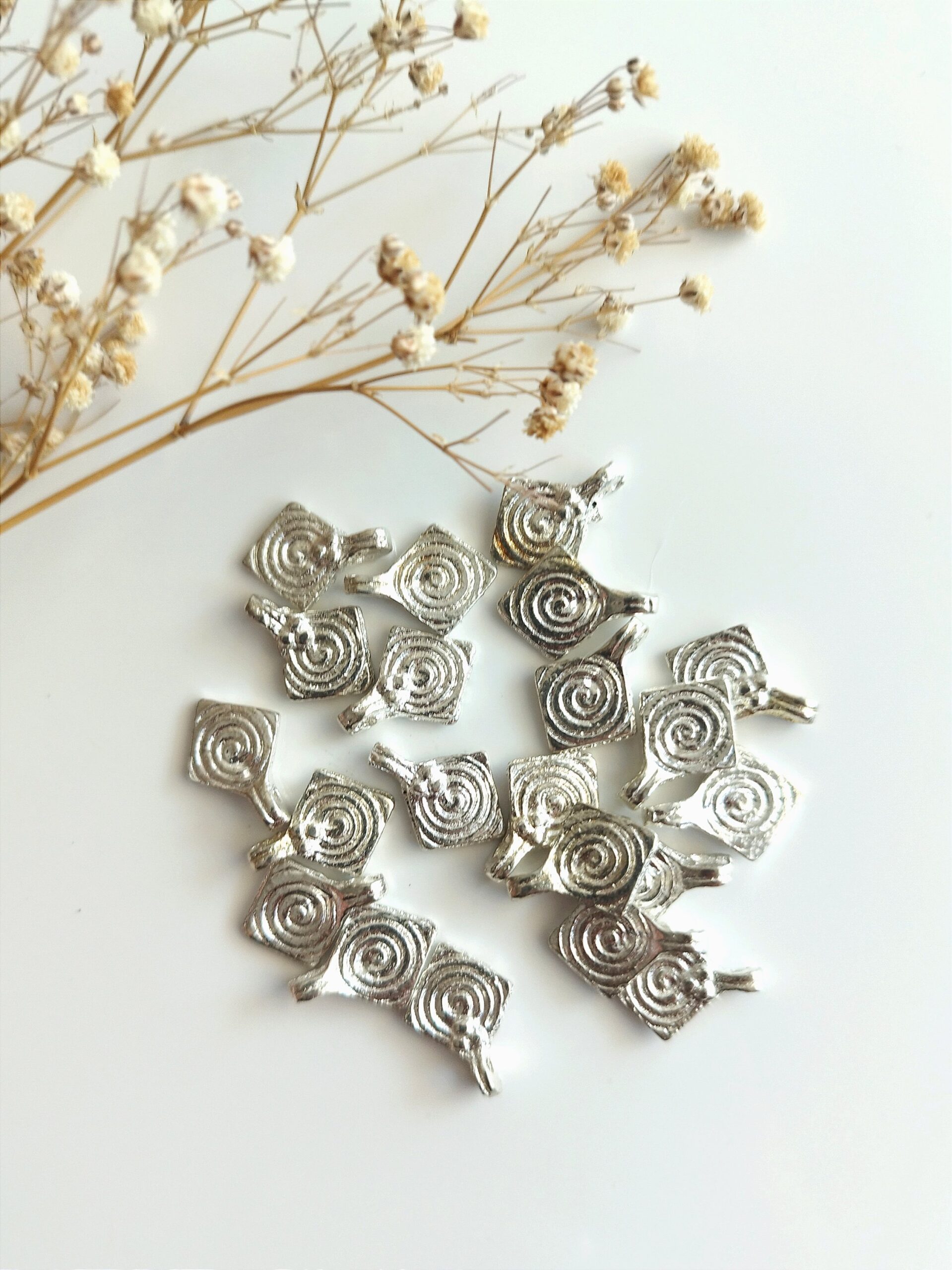 Spiral Rhombus Silver-filled Charms