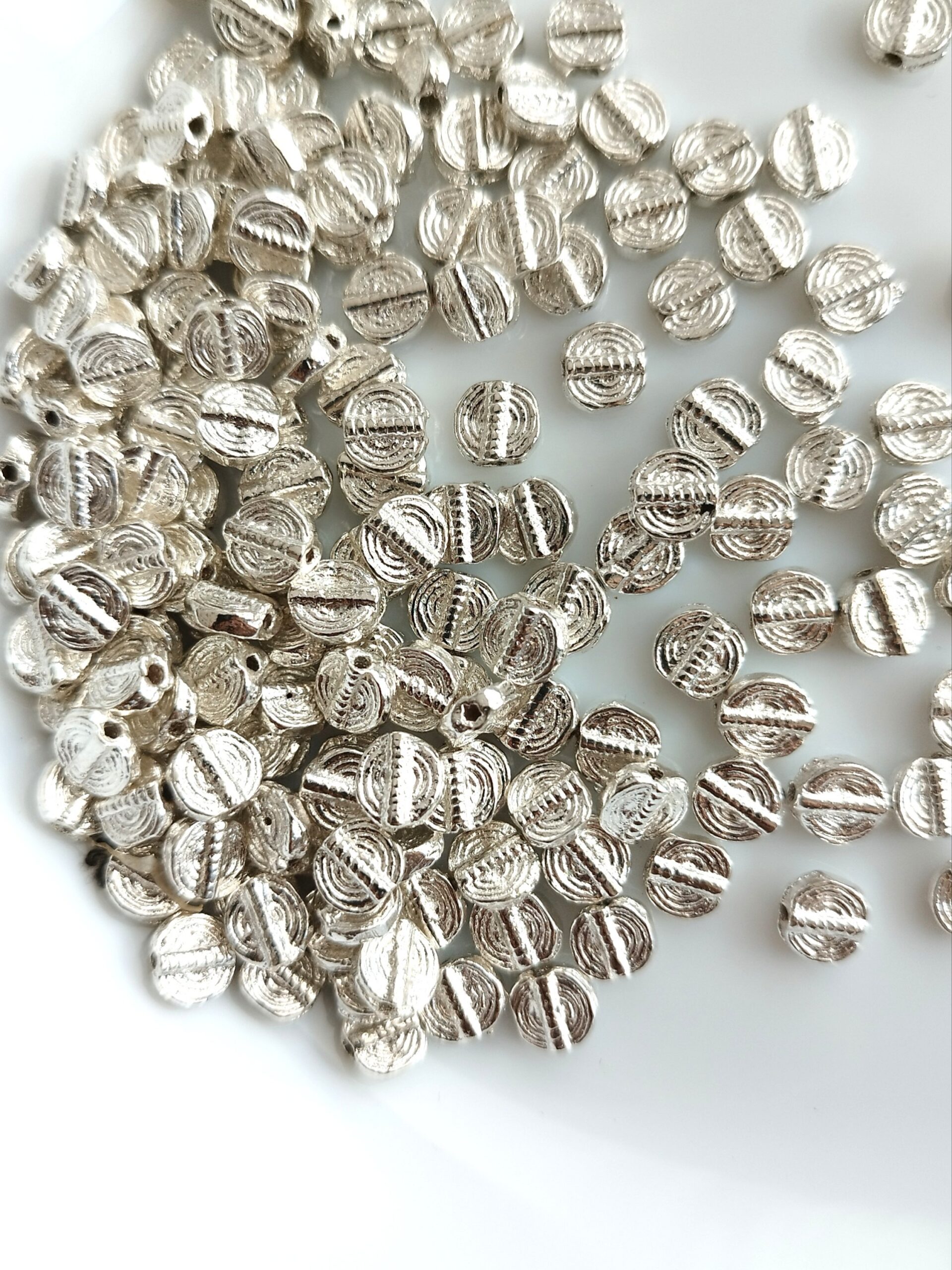 Spiral Small Brass Silver Filled Charm Beads