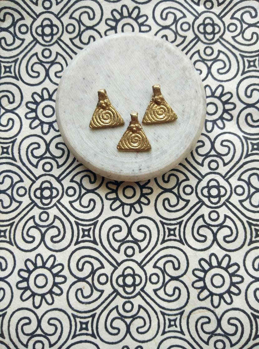 Triangle Brass Charms Pendants. Macrame charms