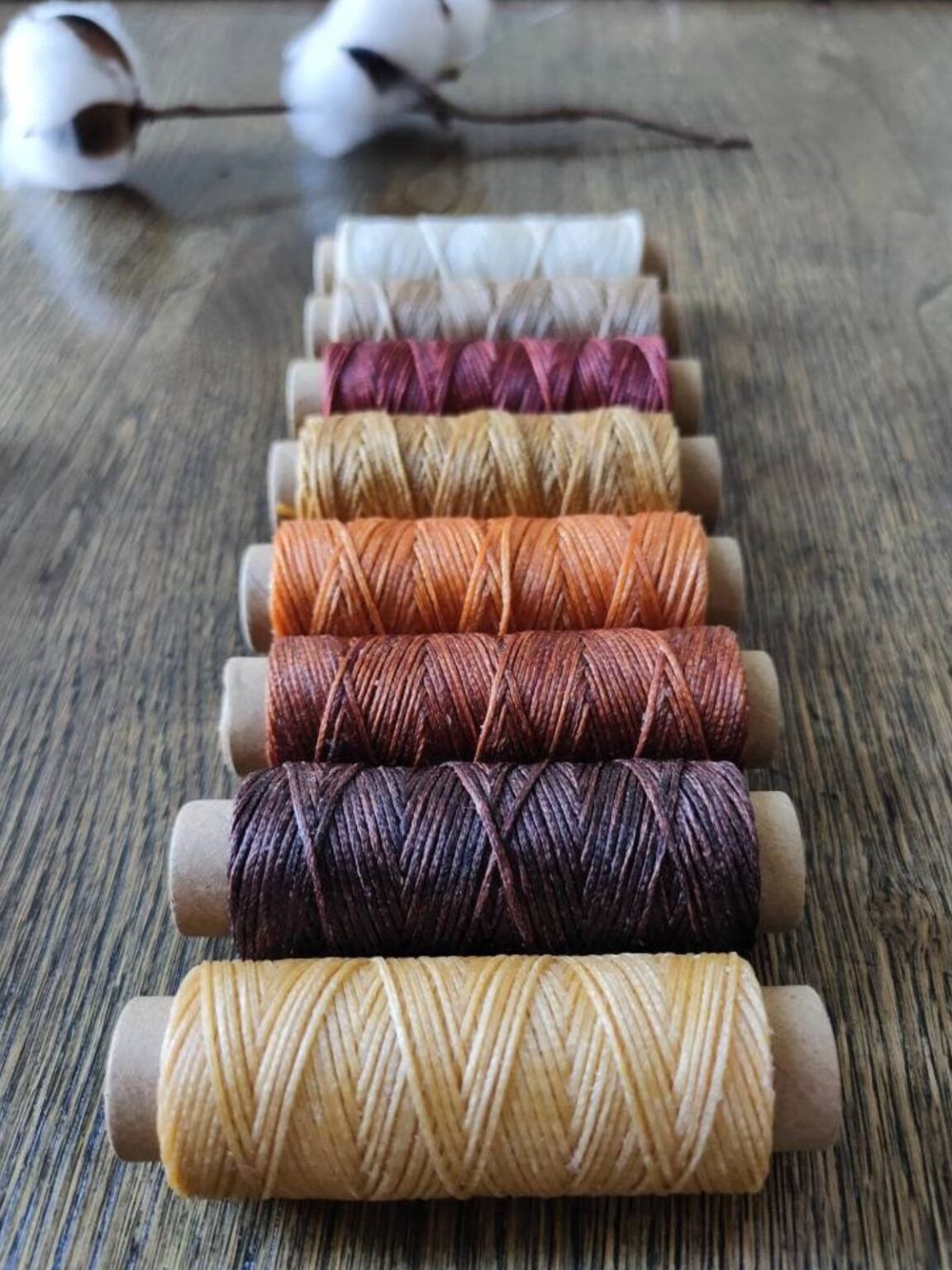 1mm Waxed Thread in earth tone colors – set of 8 spools for macramé and jewelry