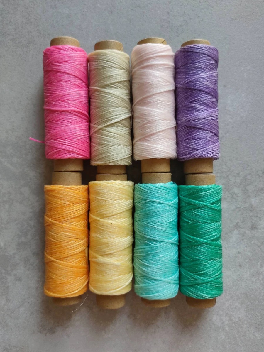 Flat waxed polyester cord – pastel macramé string set, ideal for beginners