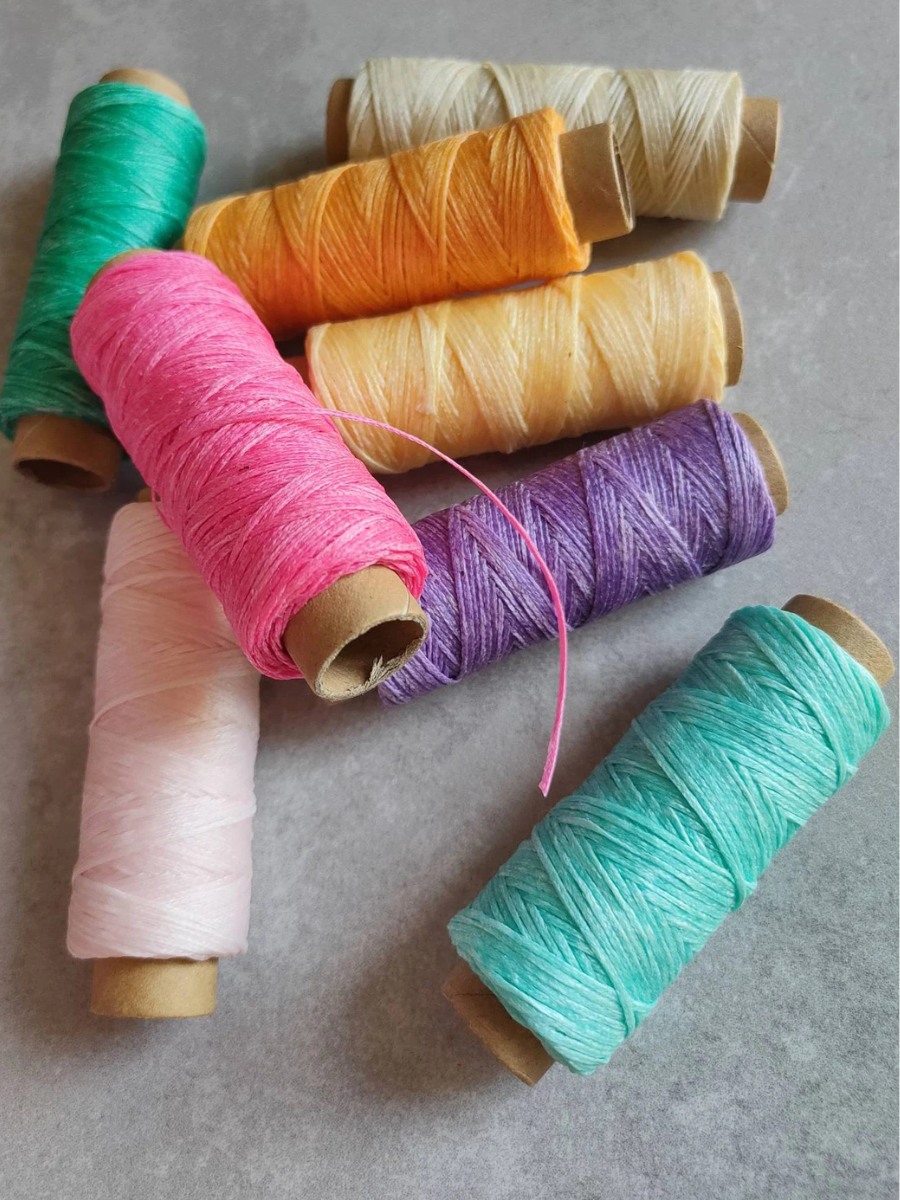 Flat waxed polyester cord – 8 spools in gentle pastel palette for handmade projects