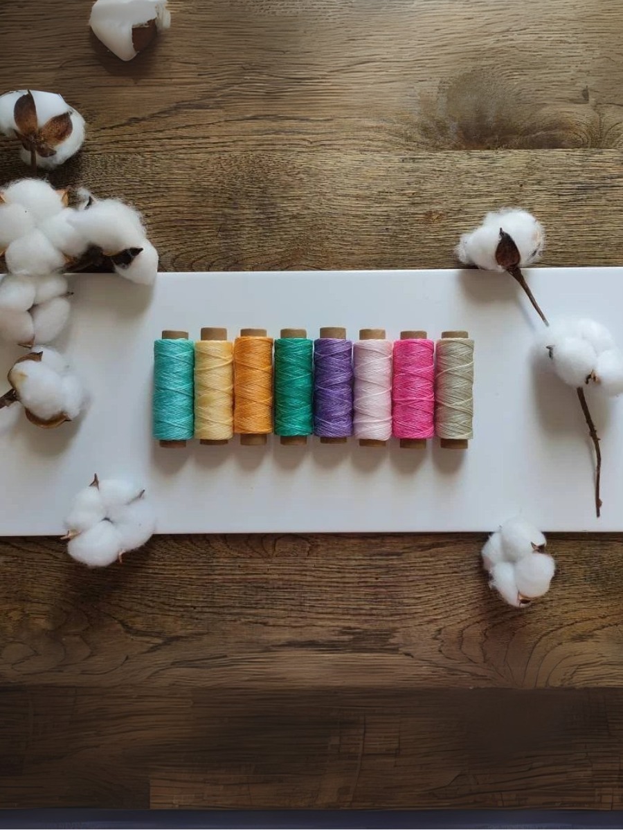 Flat waxed polyester cord – 1mm cords in soft pink, mint, lilac, and cream tones