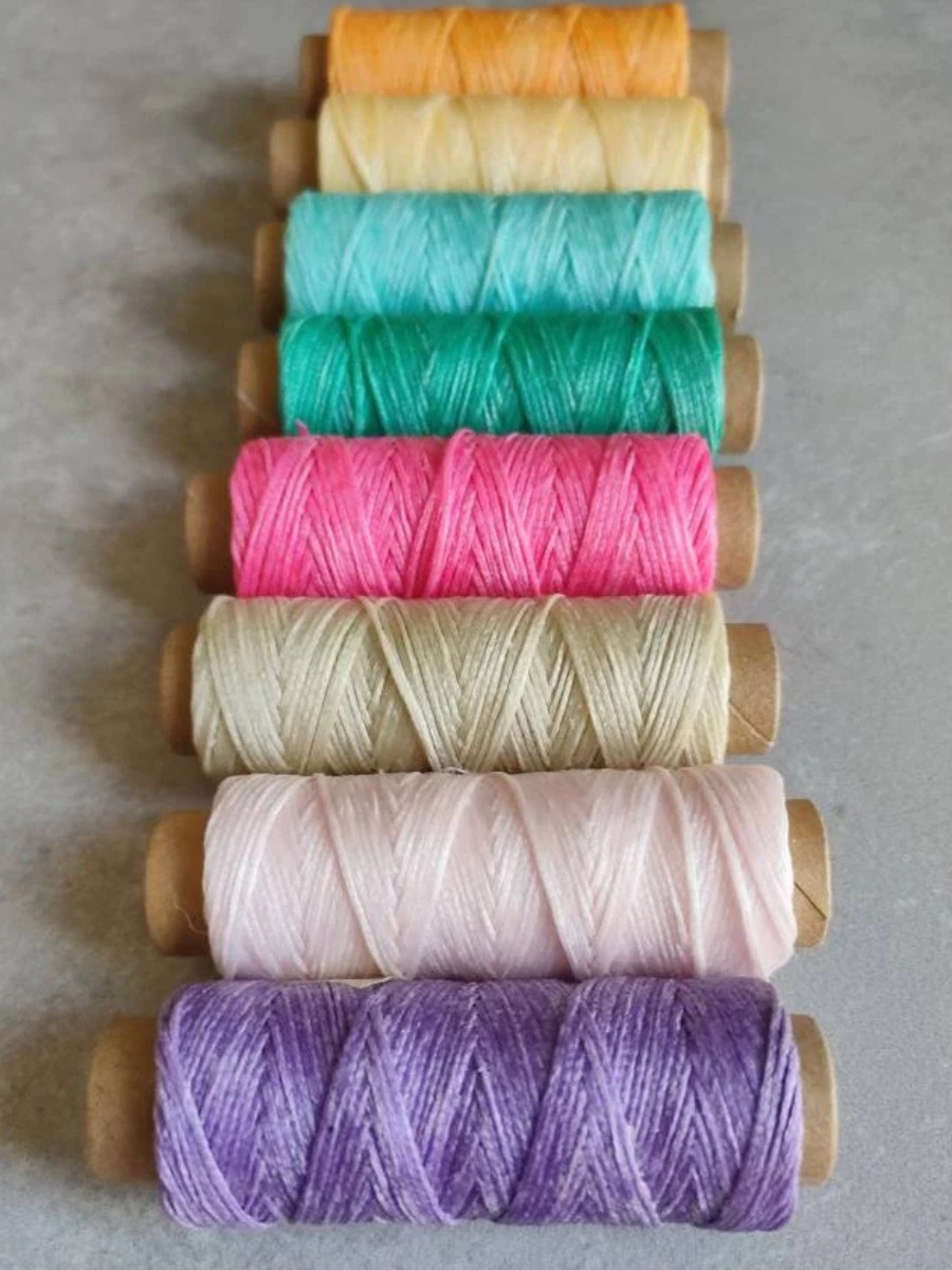 Flat waxed polyester cord – pastel color set of 8 spools for macramé and jewelry