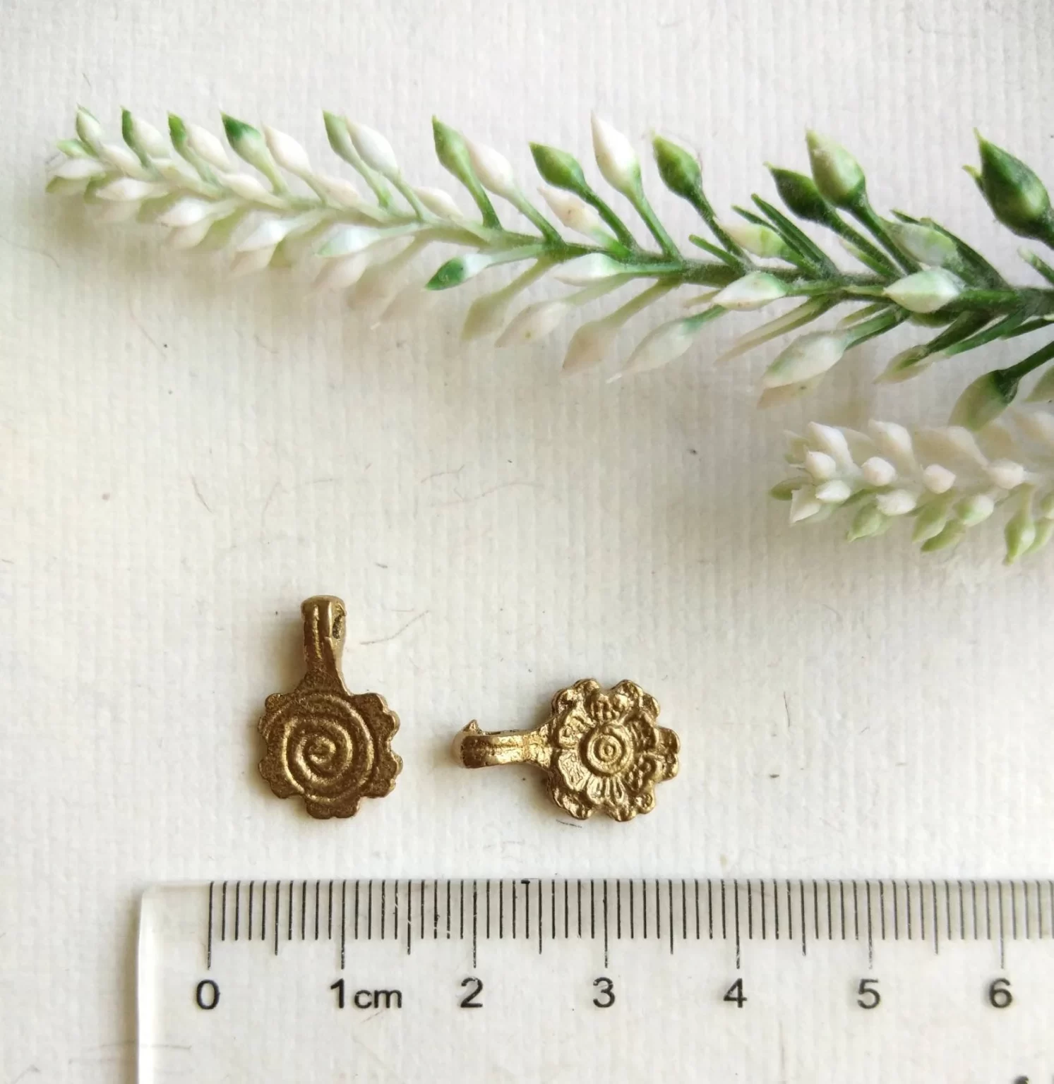 macrame brass charms