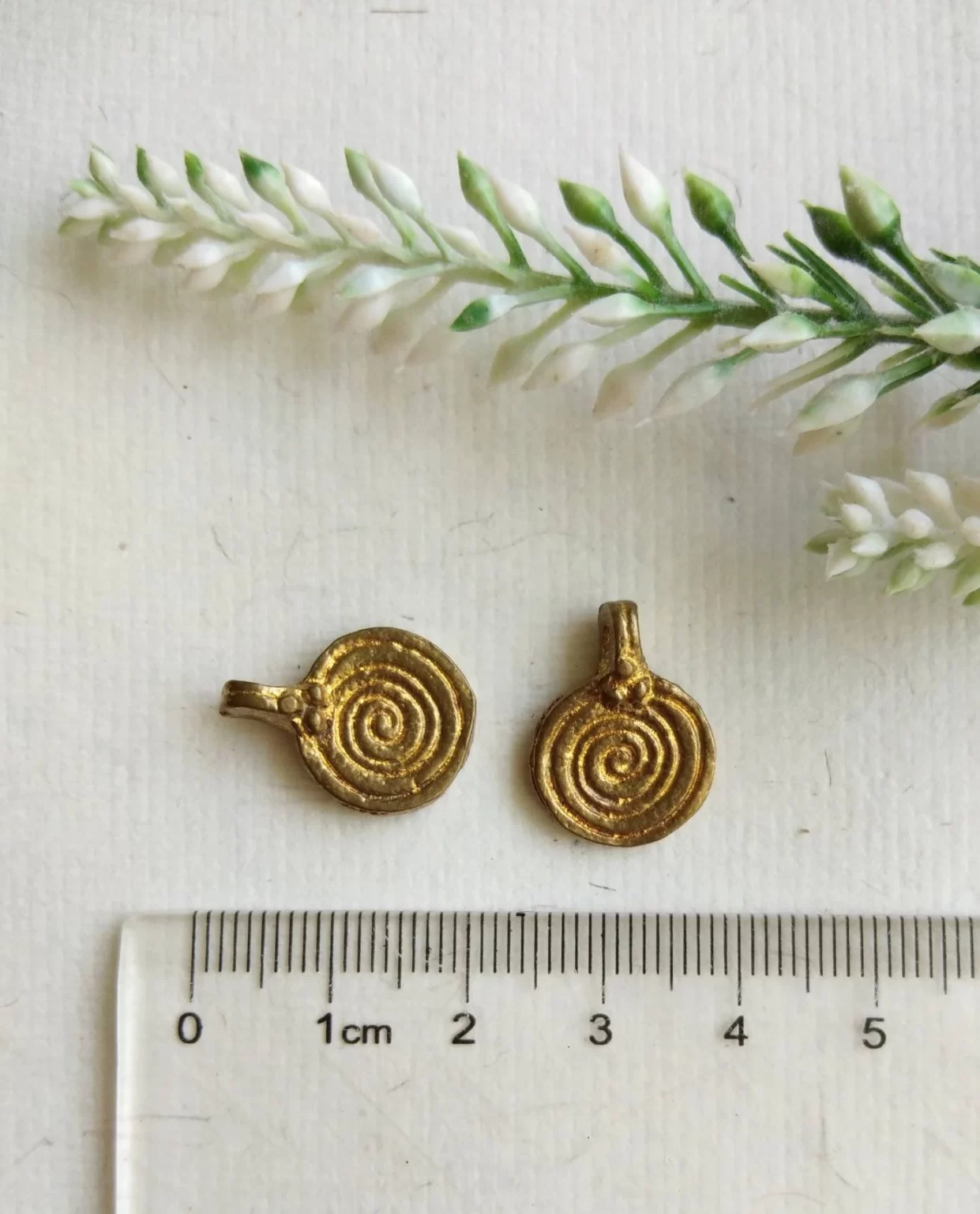 Brass spiral Charms for Jewelry Making and micro macrame