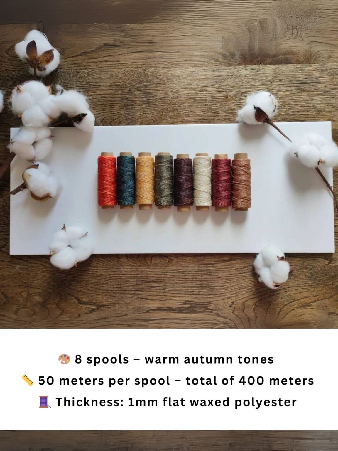 1mm Waxed Thread – 8 spool perfect for autumn macramé jewelry