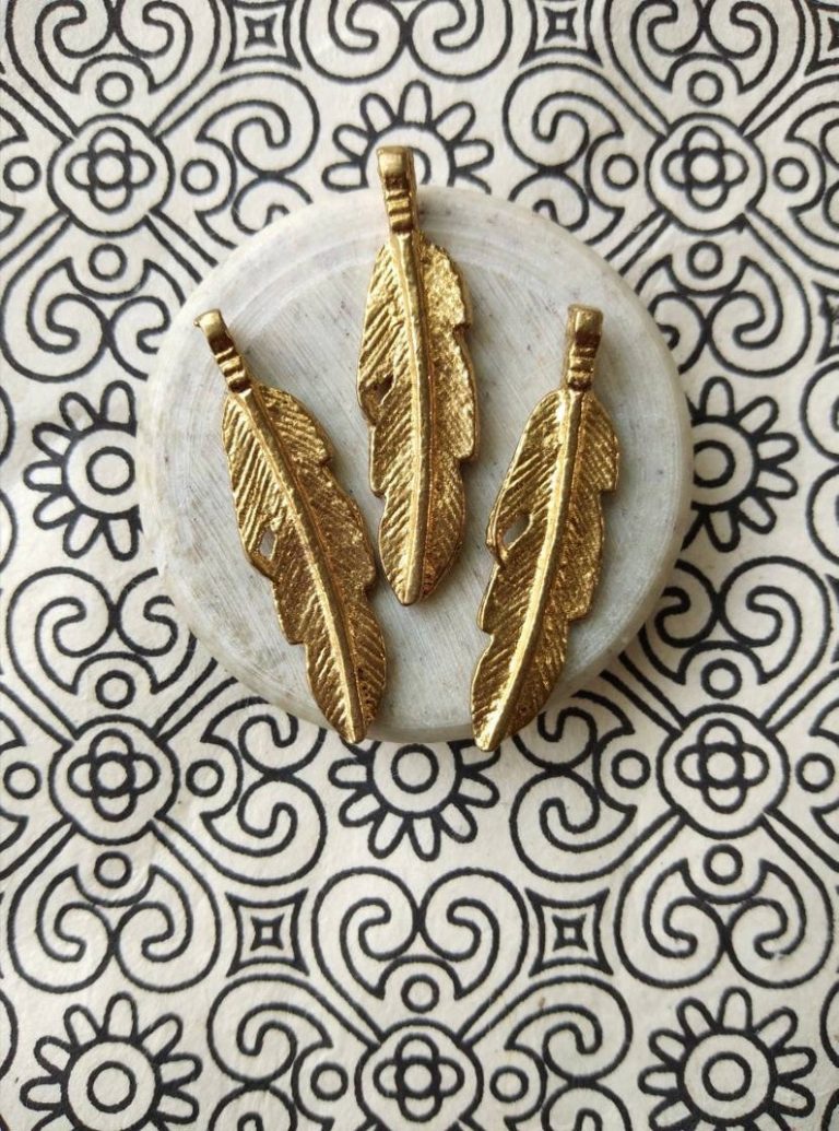 Big Feather Brass charms