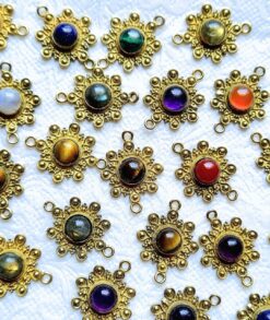 Mix Stones Flower Mandala Charms