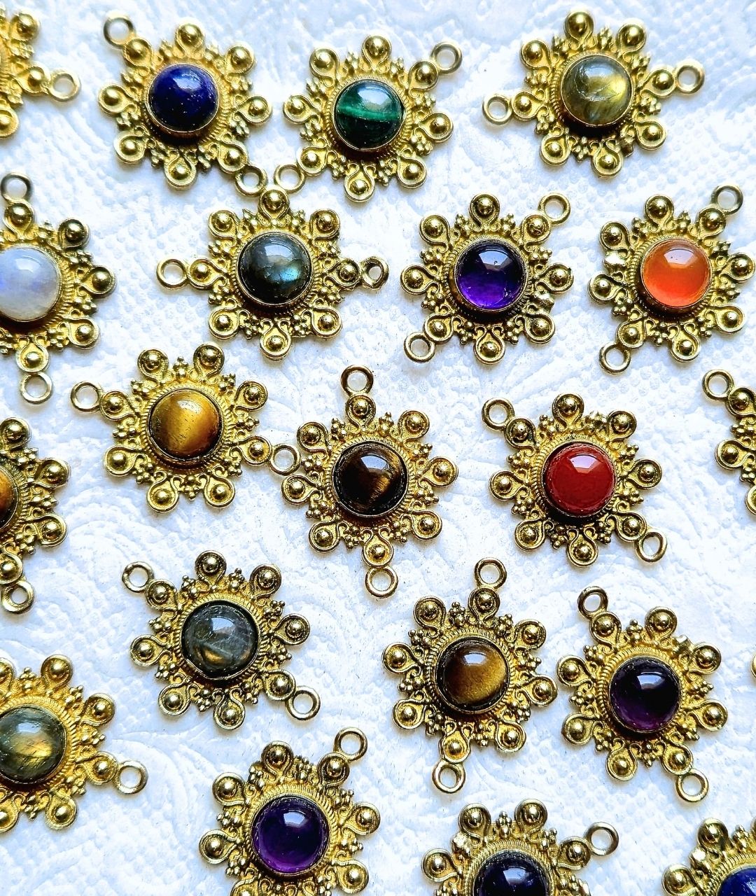 Mix Stones Flower Mandala Charms