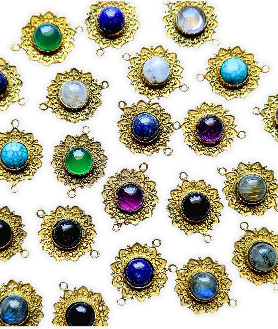 Mix Stones Flower Mandala Charms