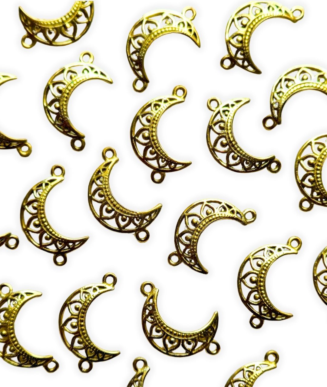 Crescent moon connector for macrame and DIY crafts