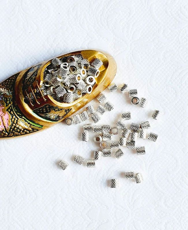 4.5MM Pipe Silver Filled Brass Beads