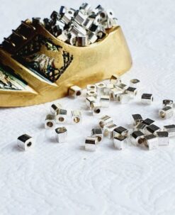 Cube Silver Filled Brass Beads