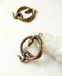 Antique Brass Serpent Charm Pendant