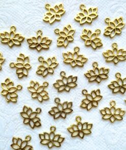 Openwork brass lotus charms for macrame and jewelry making