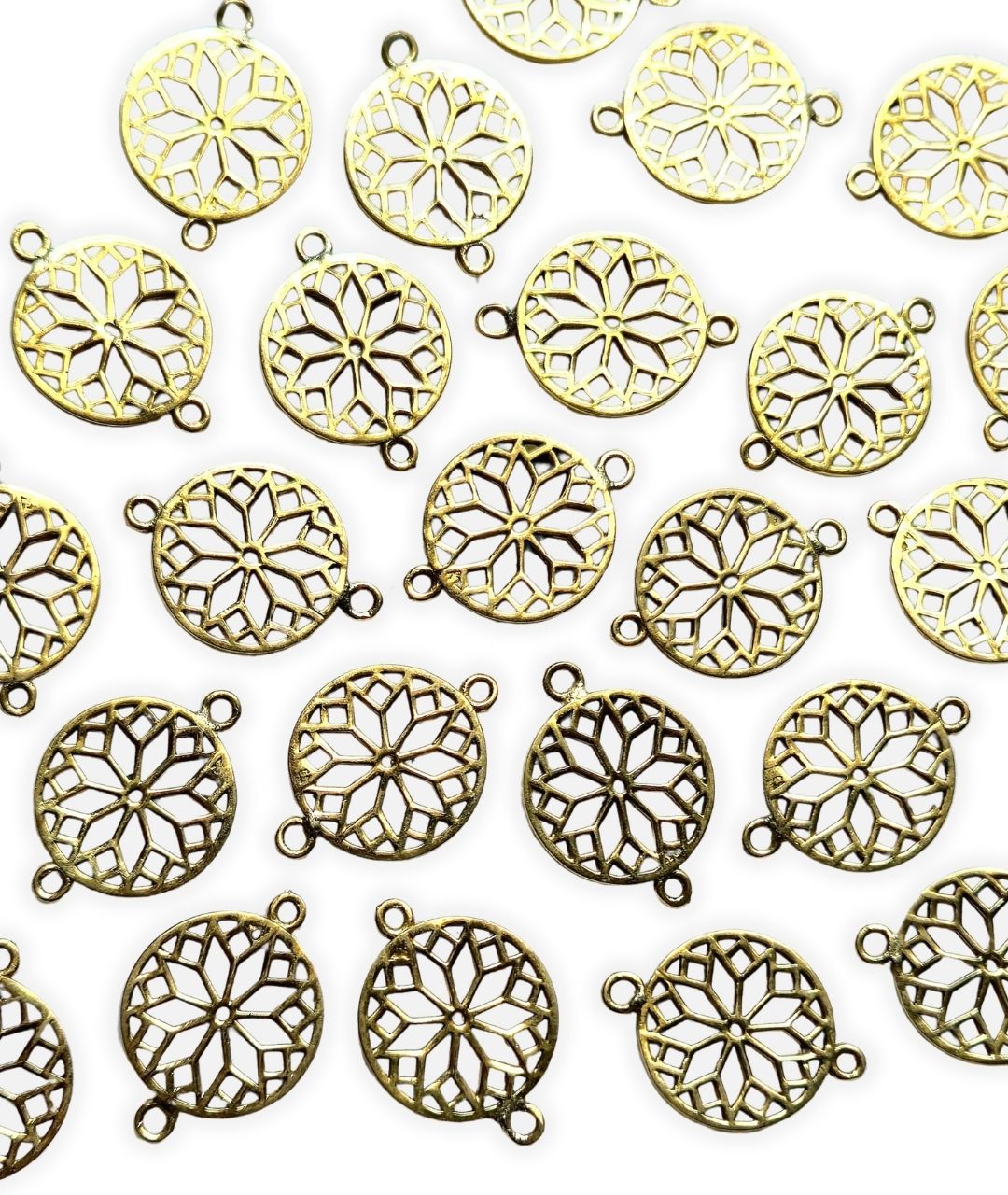 Openwork geometric mandala pendant in antique gold tone