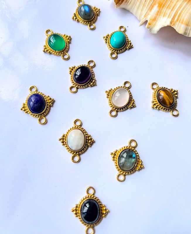 Prism Regal Brass Stones Charms Connectors