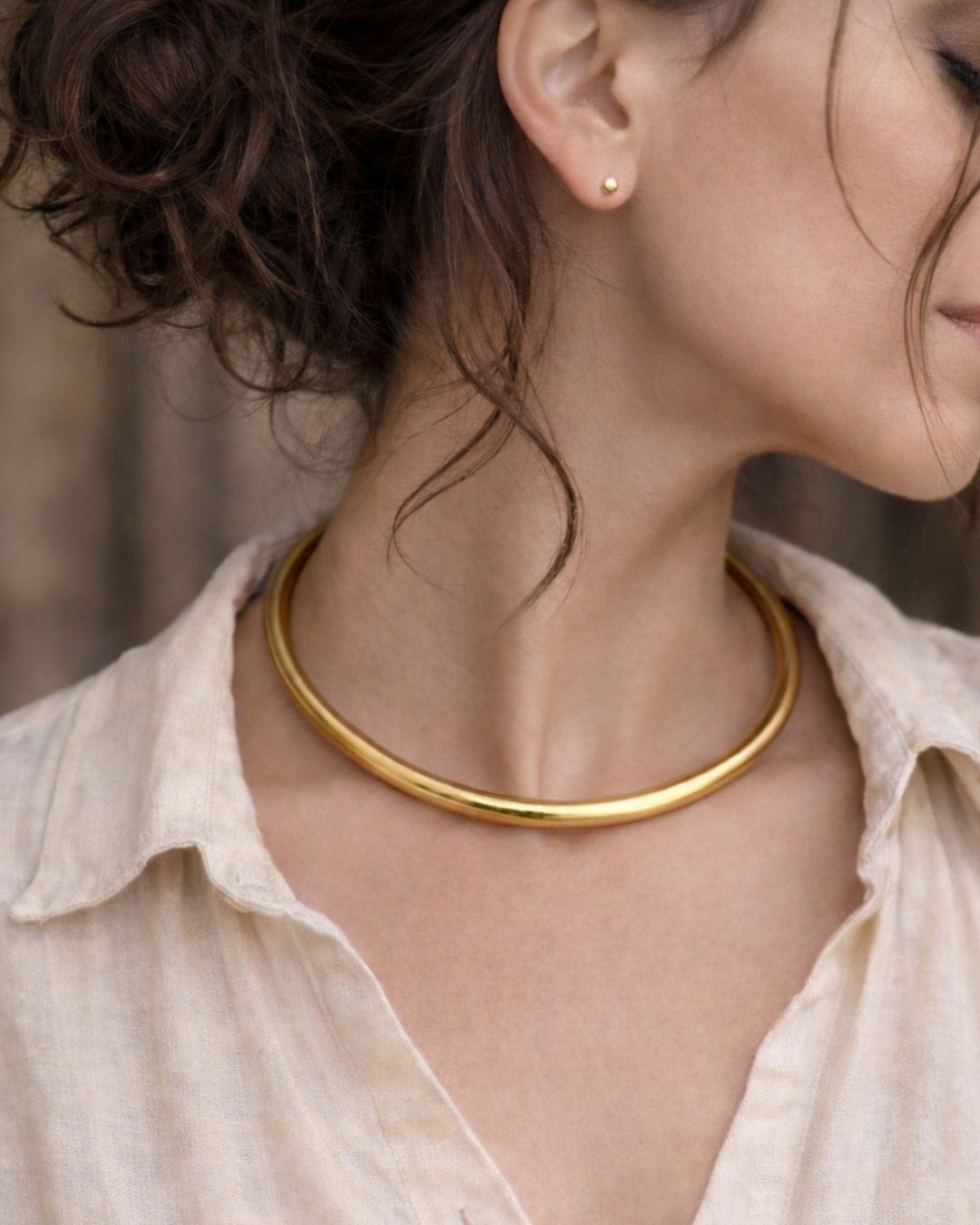 Minimalist Polished Finish Brass Choker Set