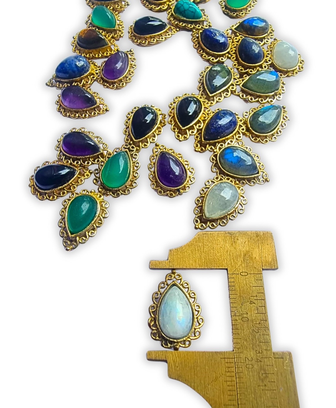 Elegant Teardrop Gemstone Brass Stones Charms Connectors