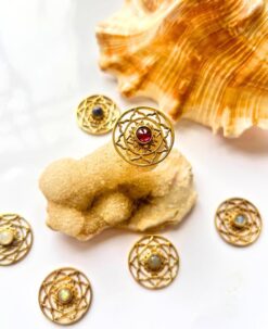 Mandala Disc Brass Stones Charms Connectors