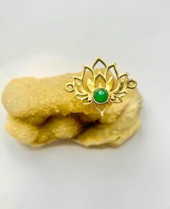 Ethnic Natural Lotus Brass Stones Charms Connectors