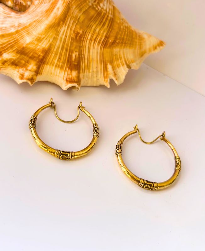 5/20 Pairs Ethnic Bali Hoop Brass Earrings