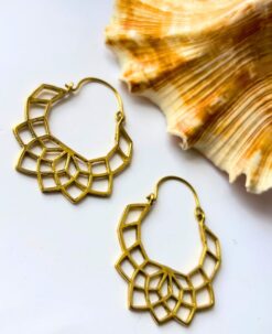 5/20 Pairs Petal Geometric Hoop Brass Earrings