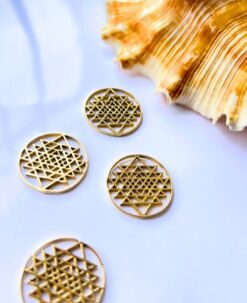 Geometric Sri Yantra Golden Pendant Brass Special Charms