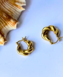 5/20 Pairs Twisted Statement Brass Earrings