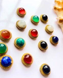 Round Grooved Stones Connectors for Micro Macrame