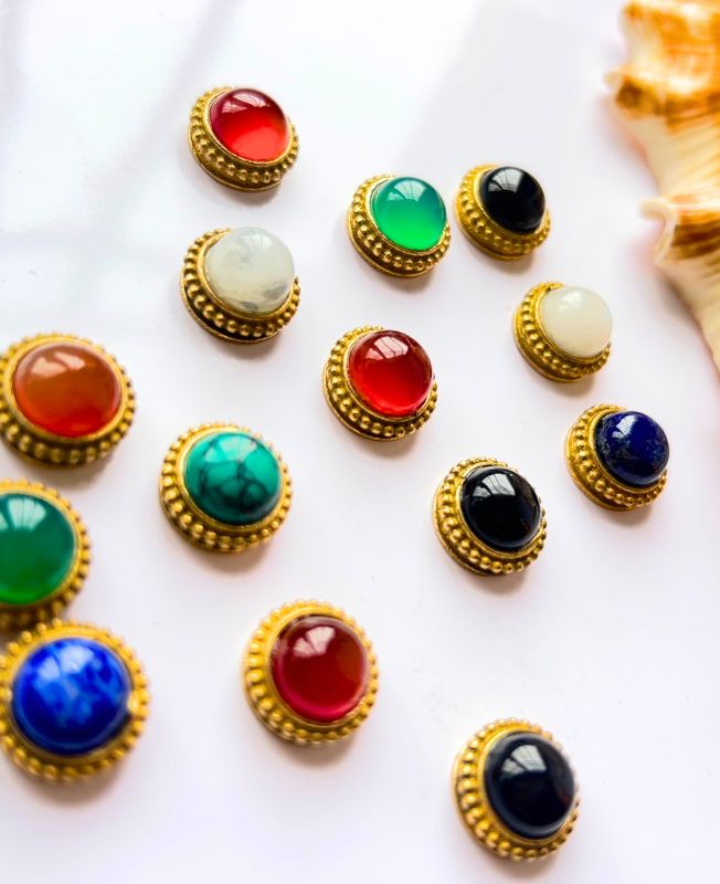 Round Grooved Stones Connectors for Micro Macrame