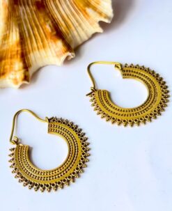 5/20 Pairs Silhouette Tribal Hoop Brass Earrings