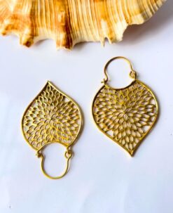 5/20 Pairs Lotus Petal Statement Hoop Brass Earrings