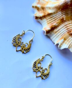 5/20 Pairs Artistic lotus Hoop Brass Earrings