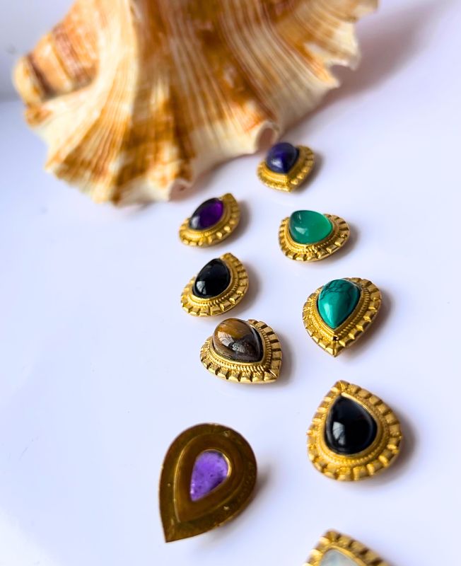 Drop Shape Grooved Stone Connectors for Micro Macrame