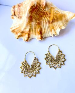 5/20 Pairs Intricate Hoop Brass Earrings