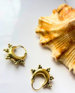 5/20 Pairs Clustered Crescent Hoop Brass Earrings