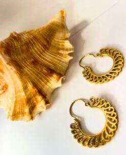 5/20 Pairs Bold Swirl Hoop Brass Earrings