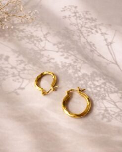 5/20 Pairs Entangled Round Hoop Brass Earrings