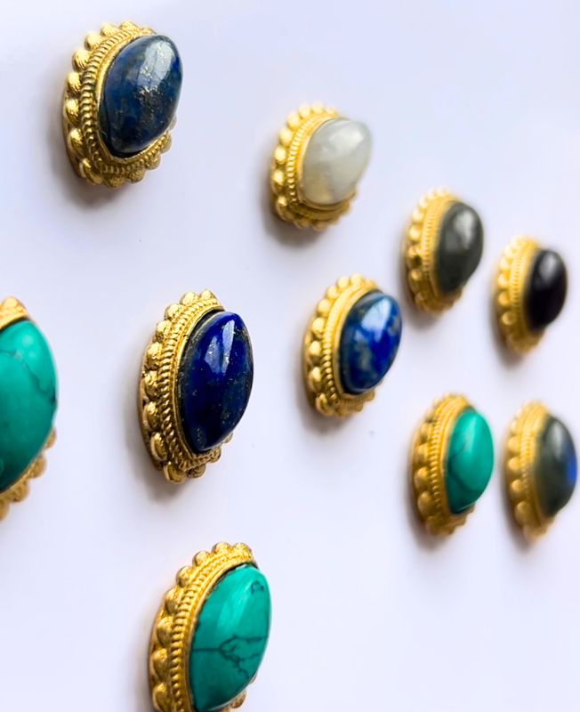 Oval Shape Grooved Stones Connectors for Micro Macrame