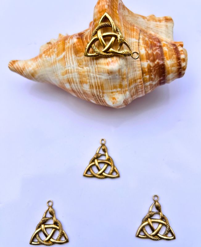 Ouroboros Celtic Triangle Pendant Brass Special Charms