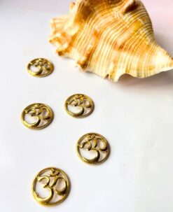 Revered Om Symbol Circle Pendant Brass Special Charms