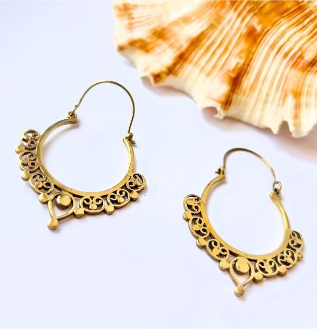 5/20 Pairs Traditional Statement Hoop Brass Earrings