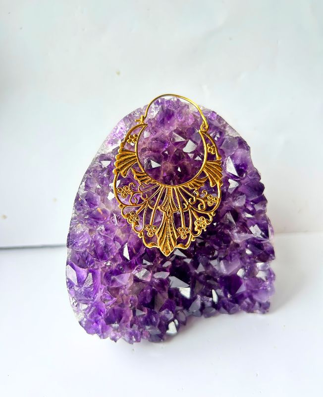 5/20 Pairs Art Deco Filigree Hoop Brass Earrings