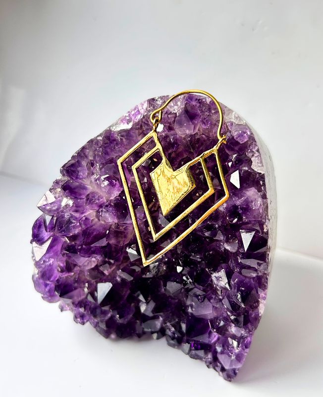 5/20 Pairs Chevron Layered Design Hoop Brass Earrings