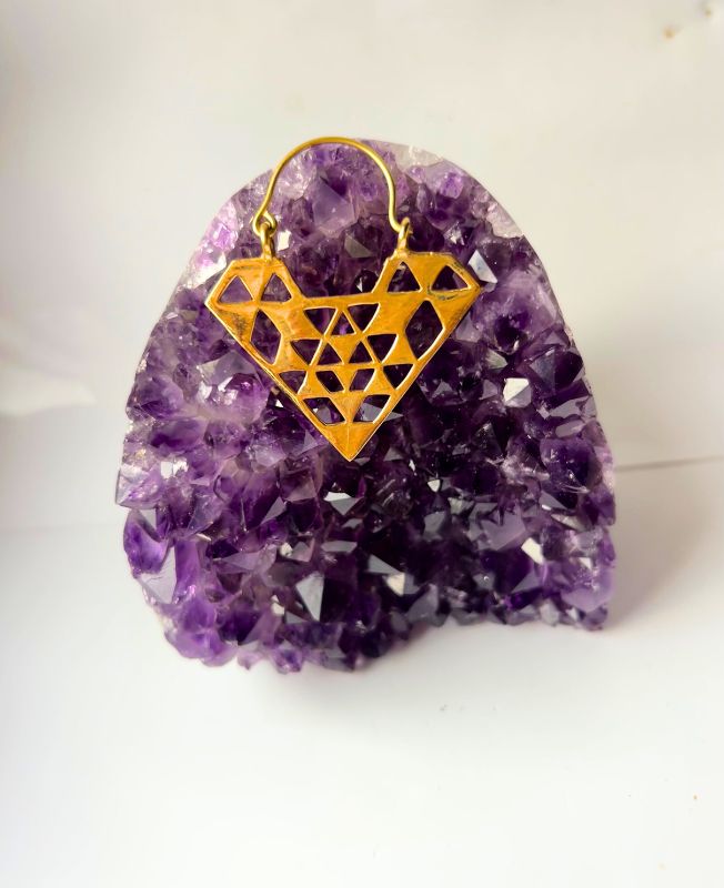 5/20 Pairs Diamond Silhouette Hoop Brass Earrings