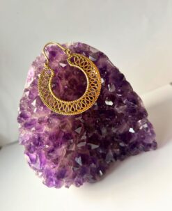 5/20 Pairs Loop Golden Filigree Hoop Brass Earrings