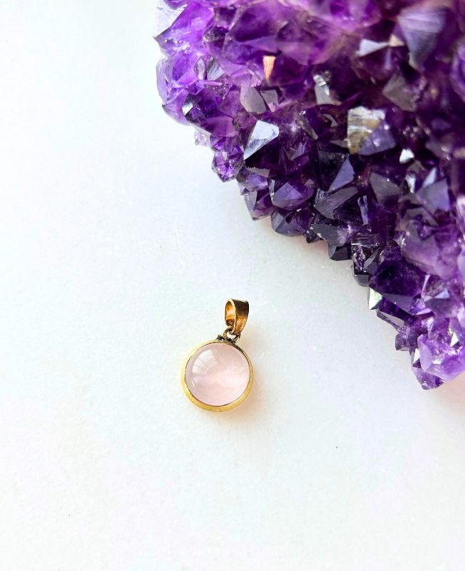 1/3/10 Pieces Rose Quartz Stone Brass Pendant